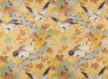 tela decoracion algodon estampado ocre floral