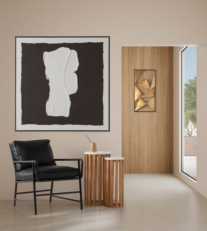 SET-2 MESA AUXILIAR 32x32x63,3-23x23x58 MADERA NATURAL-MARMOL BLANCO